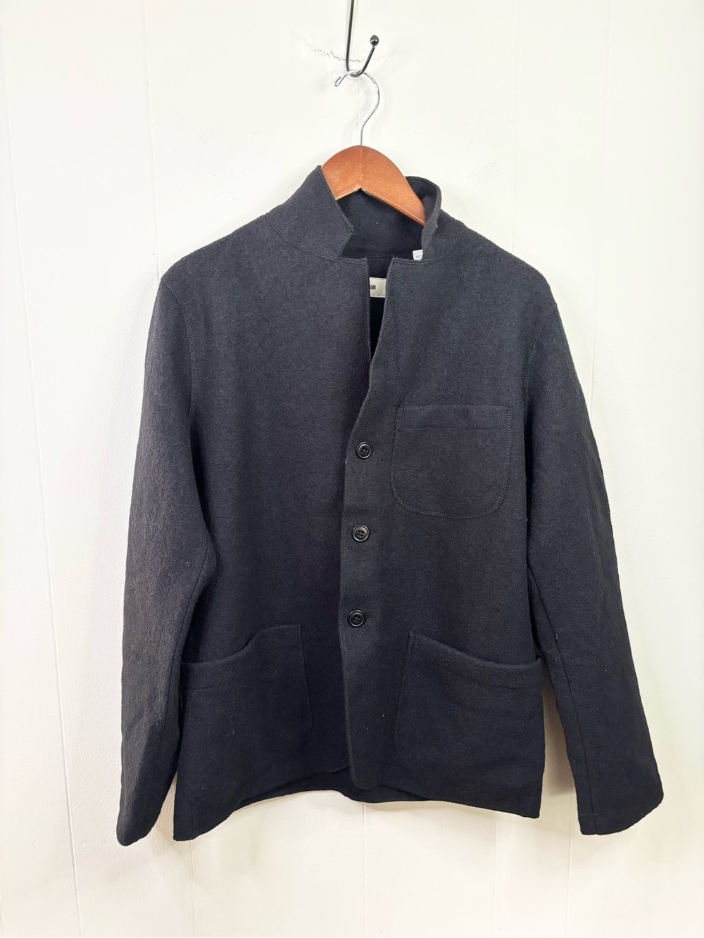 Buck Mason black merino wool felted chore coat size M new women’s - Picture 6 of 10